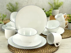 CreaTable 22456 Kombiservice Enjoy Blue Line Für 4 Personen, Porzellan, Weiß (1 Set, 16-teilig) -Küchenzubehör 98a08d4bae9f221e3ee6be0405931294