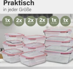 Classbach® Glas-Frischhaltedosen Mit Deckel, 9er-Vorratsdosen-Set/Vorratsgläser, Geeignet Für Mikrowelle, Spülmaschine Und Gefrierfach, Meal Prep Boxen Aus Glas, Perfekte Aufbewahrungsbox Küche -Küchenzubehör 9a7d083875a71518f7b97c4093d209c9
