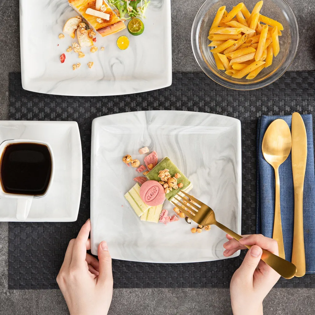 MALACASA, Serie Blance, 36 Tlg. Set Marmor Porzellan Kaffeeservice Geschirrset, Mit 12 Stück Kuchenteller, 12 Stück 180ml Tasse Und 12 Stück Untertasse Für 12 Personen 7 MALACASA, Serie Blance, 36 Tlg. Set Marmor Porzellan Kaffeeservice Geschirrset, Mit 12 Stück Kuchenteller, 12 Stück 180ml Tasse Und 12 Stück Untertasse Für 12 Personen – Bild 7