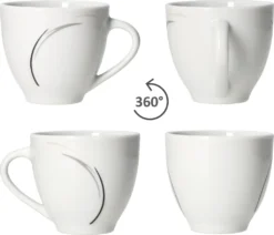Van Well 18tlg. Kaffee-Service Home Für 6 Personen I 6x Tasse 180ml, 6x Untertasse + 6x Kuchenteller I Porzellan-Geschirr Mit Streifen In Grau, Schwarz & Creme I Kaffeepott, Dessert-Teller -Küchenzubehör 9d0242c16a7ce12d1c903bb9532f36e9