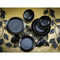 CreaTable 22699 Kombiservice Industrial Gold BLACK Für 4 Personen, Steinzeug, Schwarz (1 Set, 16-teilig) -Küchenzubehör 9ebeeff3b3e82501f721d48e4596b7d9