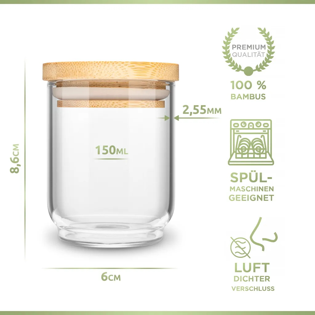 PORADA 12 Stapelbare Gewürzgläser Set 150ml Glasbehälter Mit Deckel Aufbewahrung Küche Gewürzdosen Vorratsdosen Glas Mit Deckel Aufbewahrungsgläser Küchenorganisation Aufbewahrung… 2 PORADA 12 Stapelbare Gewürzgläser Set 150ml Glasbehälter Mit Deckel Aufbewahrung Küche Gewürzdosen Vorratsdosen Glas Mit Deckel Aufbewahrungsgläser Küchenorganisation Aufbewahrung… – Bild 2