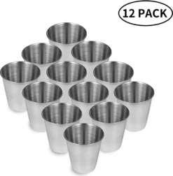 12 Stück Schnapsbecher 70ml Edelstahl Schnapsglas Edelstahlbecher Pinnchen Shot Gläser Becher