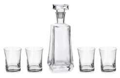 WHISKY Set KARAFFE Dekanter 0,8 L + 4 Whiskygläser 280ml Whiskybecher Saftglas