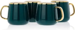 HowHomely Kaffeeservice Keramik 4 Personen - Teeservice 10-tlg. - Grün-Gold -Küchenzubehör a1e47692e3c41fc333206f6c9d7e7220