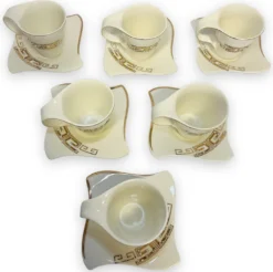 12-teiliges Medusa Mäander Kaffeeservice Mit Goldschliff Kaffeetassen Für 6 Personen 6 Tassen + 6 Untertassen Weiß-Gold Genießen Servieren Kaffee -Küchenzubehör a37ce12b59dff01d4decb393ba704814