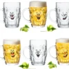 Biergläser 0,5L (max 700ml) Mit Henkel Und Lustigen Motiven Set 6 Teilig Bierkrug Karnevalsgläser