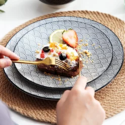 Vancasso, Haruka Porzellan Geschirrservice, 32-teilig Rund Kombiservice Geschirrset Tafelservice Für 8 Personen, Schwarz -Küchenzubehör a75c1b92dec1377fdcd959398f7af9c0