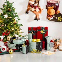 Vancasso Aria Tafelservice Für 8 Personen (32-teilig) Mit Tellern, Schalen Und Tassen, Schwarz Und Türkis -Küchenzubehör a7bd975ec3f93b58405d2f0414838ff2