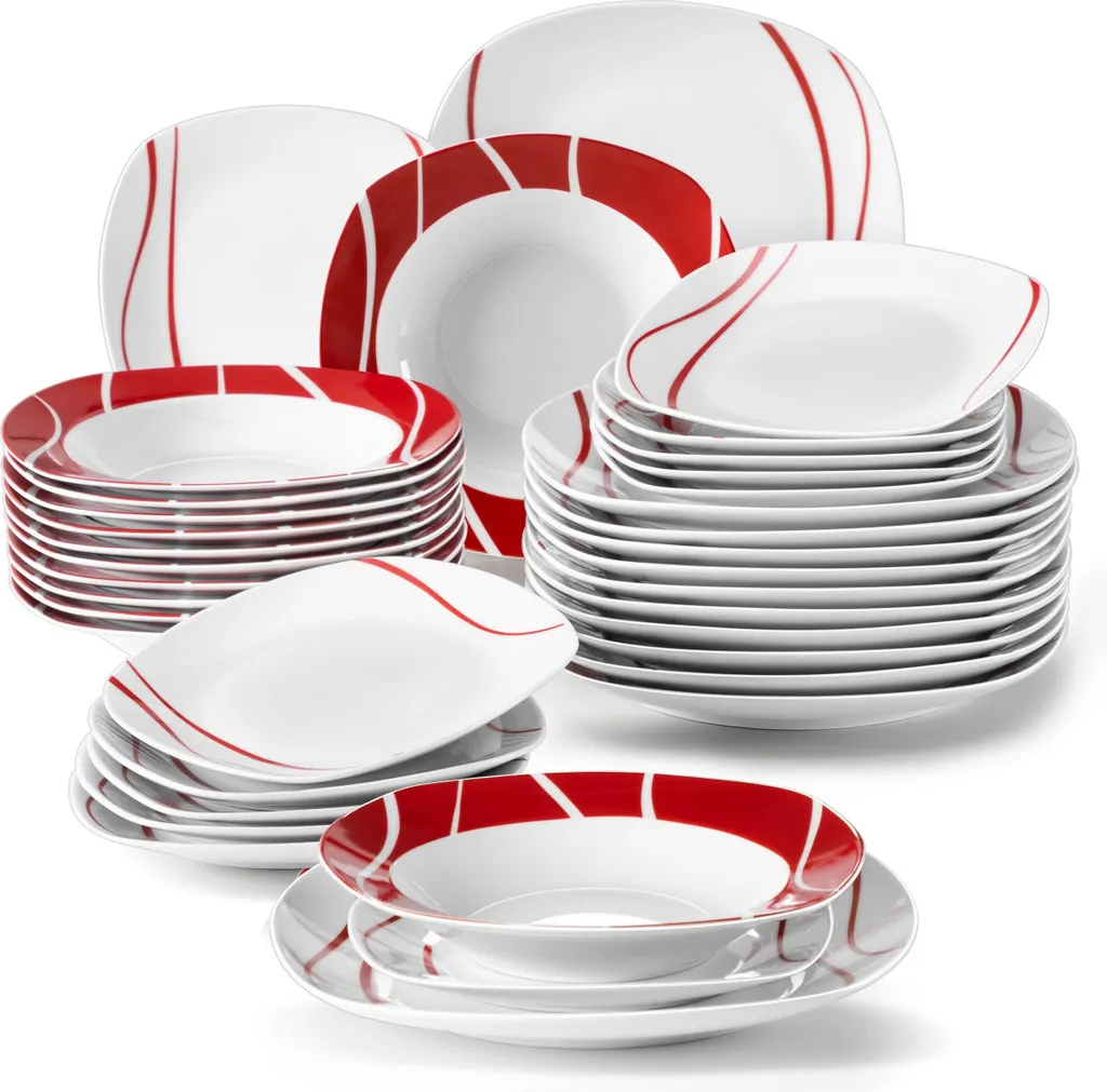 MALACASA, Serie Felisa, 36 Tlg. Set Porzellan Geschirrset Tafelservice Mit 12 Speiseteller, 12 Dessertteller, 12 Suppenteller Für 12 Personen 1 MALACASA, Serie Felisa, 36 Tlg. Set Porzellan Geschirrset Tafelservice Mit 12 Speiseteller, 12 Dessertteller, 12 Suppenteller Für 12 Personen