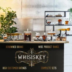 Whisiskey - Whisky Karaffe - Geschenke Für Männer - Komplette Whiskey Set - Globus - 900ML – Inkl. 4 Whisky Steine, 4 Whisky Gläser & Ausgießer - Whisky Dekanter – Whiskygläser - Natursteine -Küchenzubehör afe4cc63e6973bf925dfc4d5dd66b9d6