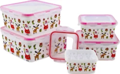 PLENTYFY Keksdosen 10 Teiliges Set Eckig - Plätzchendosen Zum Aufbewahren Von Gebäck Frischhaltedose Kekse - Luftdichte Vorratsdosen Mit Motiven Weihnachtsdosen Frischhaltedosen Mit Deckel -Küchenzubehör b0b23f6875180ecea3982924831d2aa4