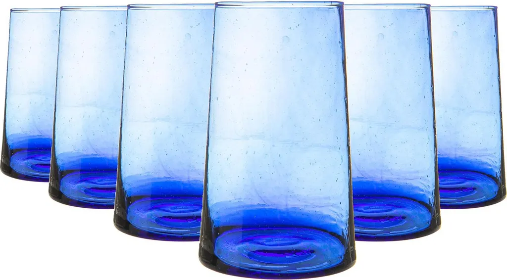 Nicola Spring 6 Stück Merzouga Recycled Longdrinkgläser Set - Trinkglas - 320ml - Blau 1 Nicola Spring 6 Stück Merzouga Recycled Longdrinkgläser Set - Trinkglas - 320ml - Blau