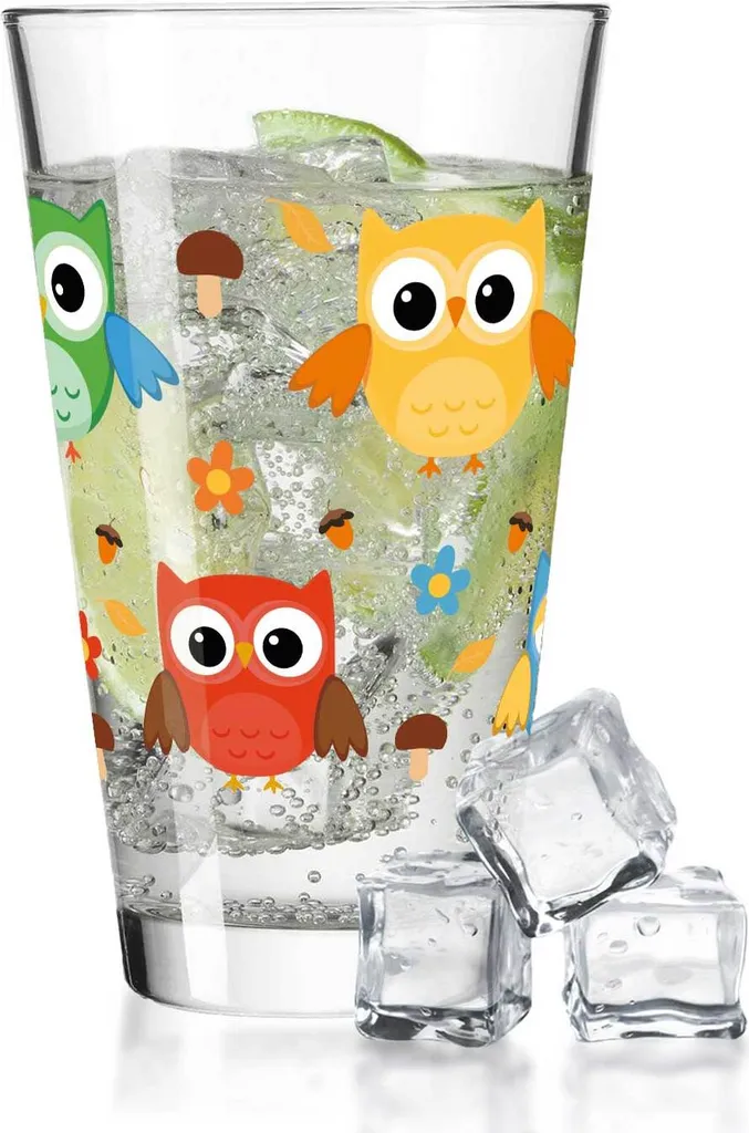 Leonardo Wasserglas Mit UV-Druck "Eulen" - Für Kinder Im 360° Design 1 Leonardo Wasserglas Mit UV-Druck "Eulen" - Für Kinder Im 360° Design