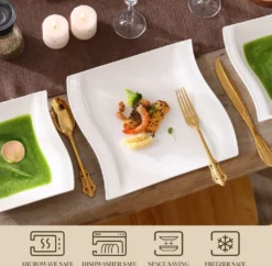 MALACASA, Serie Flora, 18 Tlg . Set Cremeweiß Porzellan Kaffeeservice Geschirrset Mit Je 6 Kuchenteller, 6 Tasse 220ml, 6 Untertasse Für 6 Personen -Küchenzubehör b3b2b99cd45d8f578676a947155df92b