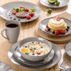 Vancasso Navia Jardin 16 Teilig Tafeiservice Set, Geschirrset Aus Steingut, Vintage Aussehen, Natur Design -Küchenzubehör b5858c0dbc58c4edb98425c008b4d908