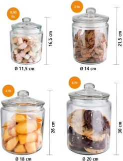 APS Vorratsglas -CLASSIC- /// Ø 11,5 Cm, H: 16 Cm, Volumen: 0,9 Liter /// Glas Polyethylen /// 82250 -Küchenzubehör b5e11fbc7f3e6df3bf206523f2cb07fd