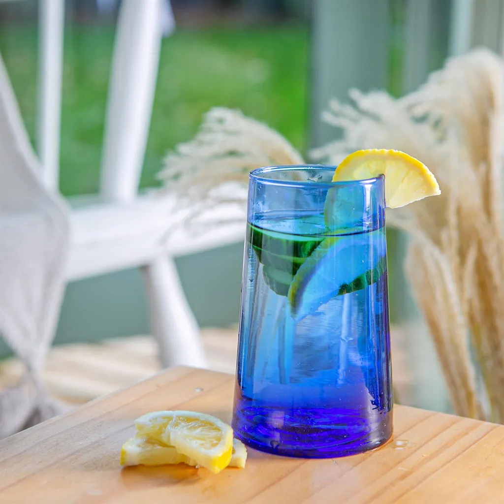Nicola Spring 6 Stück Merzouga Recycled Longdrinkgläser Set - Trinkglas - 320ml - Blau 4 Nicola Spring 6 Stück Merzouga Recycled Longdrinkgläser Set - Trinkglas - 320ml - Blau – Bild 4