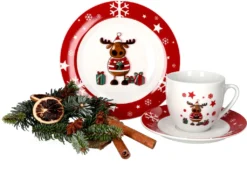 Kaffeeservice Elch 18tlg. Für 6 Personen Weiß Mit Weihnachtsdekor Lustiger Elch -Küchenzubehör b90ce79a70f1a09b32b433a9ab0889c3