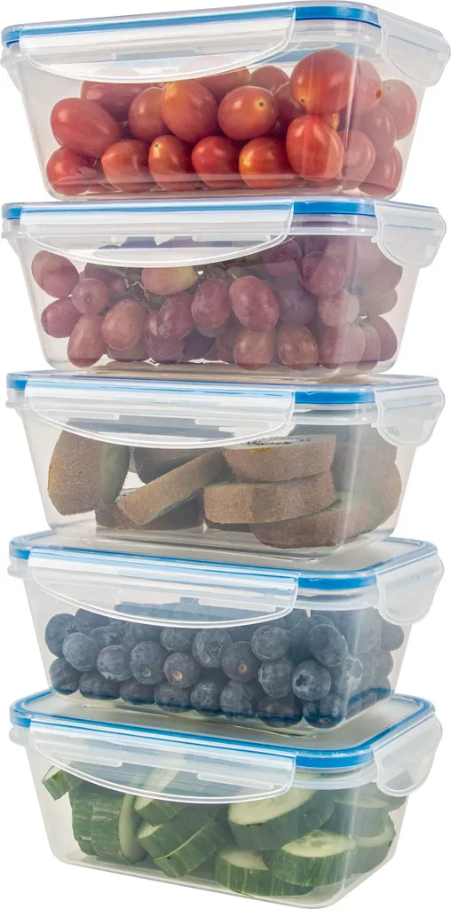 Classbach® 5er-Set Kunststoff-Frischhaltedosen Mit Deckel 100% Dicht, Lunchbox Brotdose Meal Prep Boxen Mit Deckel, Vorratsdosen Geeignet F. Spülmaschine, Mikrowelle Und Gefrierfach C-FHD 4007 K 1 Classbach® 5er-Set Kunststoff-Frischhaltedosen Mit Deckel 100% Dicht, Lunchbox Brotdose Meal Prep Boxen Mit Deckel, Vorratsdosen Geeignet F. Spülmaschine, Mikrowelle Und Gefrierfach C-FHD 4007 K