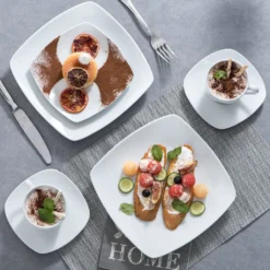 Malacasa Serie Julia, Tafelservice 60-teilig Kombiservice Porzellan Geschirrset Mit Kaffeetassen, Unterteller, Kuchenteller, Suppenteller Und Flachteller, Kaffeeservice Für 12 Personen -Küchenzubehör c1ec6d4b6c72eaa1016167f6460854b6