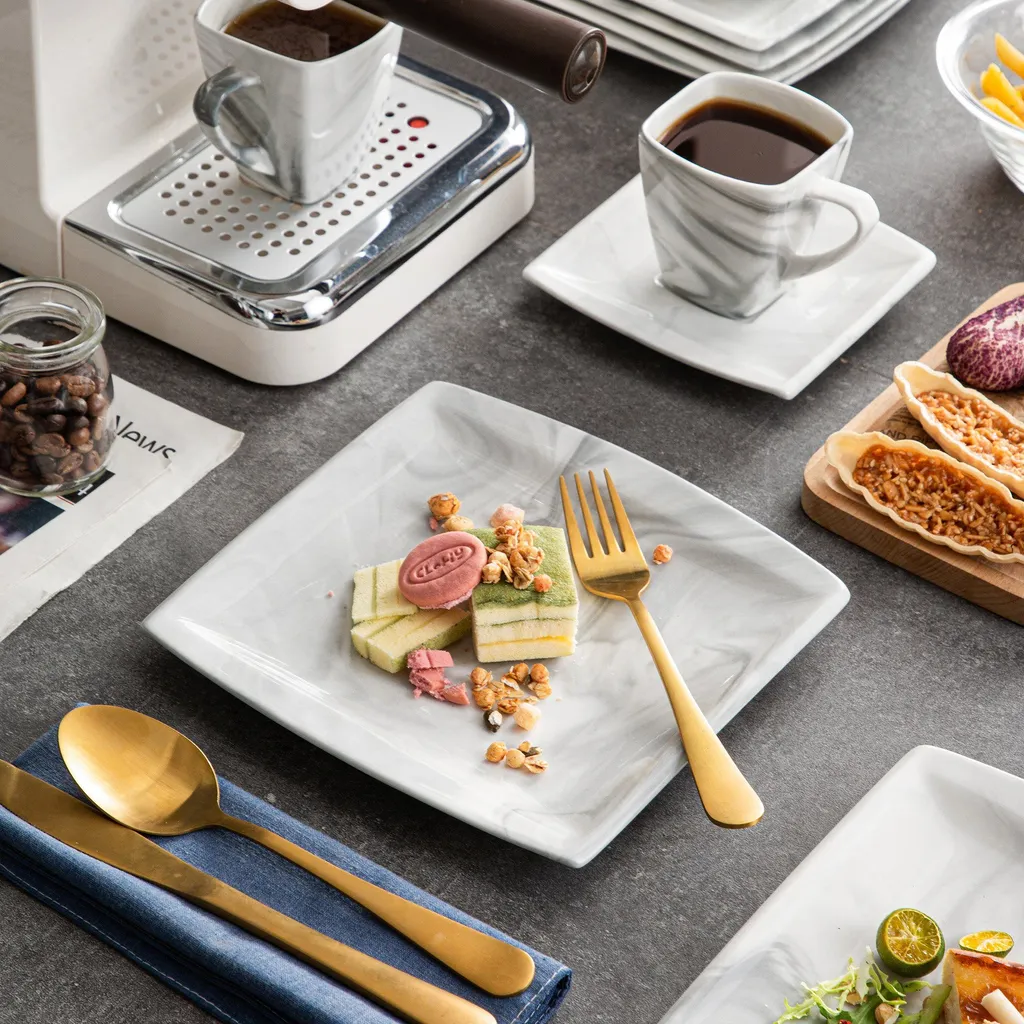 MALACASA, Serie Blance, 36 Tlg. Set Marmor Porzellan Kaffeeservice Geschirrset, Mit 12 Stück Kuchenteller, 12 Stück 180ml Tasse Und 12 Stück Untertasse Für 12 Personen 9 MALACASA, Serie Blance, 36 Tlg. Set Marmor Porzellan Kaffeeservice Geschirrset, Mit 12 Stück Kuchenteller, 12 Stück 180ml Tasse Und 12 Stück Untertasse Für 12 Personen – Bild 9