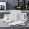 MALACASA, Serie Mario, 28-teilig Kombiservice Aus Porzellan Geschirrset Mit Je 6 Schalen, 6 Dessertteller, 6 Suppenteller, 6 Speiseteller, 2 Rechteckige Platten Und 2 Salz- Und Pfefferdosen
