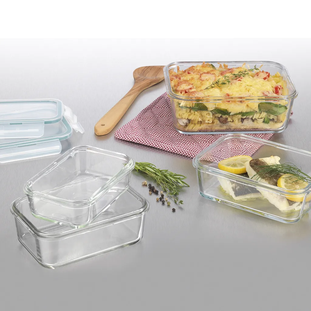 GOURMETmaxx Glas-Frischhaltedosen Klick-it 8-tlg. Frischhaltedosen 4er Set Glas Klick-It Gefrierdosen Lunchbox Brotdose Mikrowelle 7 GOURMETmaxx Glas-Frischhaltedosen Klick-it 8-tlg. Frischhaltedosen 4er Set Glas Klick-It Gefrierdosen Lunchbox Brotdose Mikrowelle – Bild 7