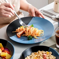 Tafelservice 8 Personen, Vancasso 32 Teiliges Accel Geschirrset Aus Steingut, Modernes Geschirr Kombiservice Set, Rund -Küchenzubehör c8dc56a849b22048063c645cb5750572