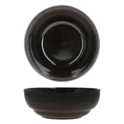 18tlg. Teller Set Reactive Glaze Black 6 Pers. Steingut Teller Schale Schwarz -Küchenzubehör cac0631cb1528b4120d818267efb0434