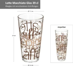 6er Latte Macchiato Gläser-Set 370 Ml Stapelbar Kaffee-Glas Cappuccino -Küchenzubehör cb7efb313cddaeb352237cbc94ae2d53