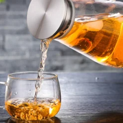 1500ml Wasserkaraffe Wasserkrug Karaffe Glaskrug Glaskaraffe Mit Edelstahl Filter Glas Kaltwasserkocher Karaffen -Küchenzubehör ce20266544548f481b81e1c77c3d053a