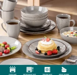 Vancasso Navia Jardin 16 Teilig Tafeiservice Set, Geschirrset Aus Steingut, Vintage Aussehen, Natur Design -Küchenzubehör cebdc71bc6d49e7f7f30acb6ef495e2f