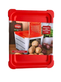 Snips Kartoffelbox / Gemüsebox 3 Kg.Kartoffelkiste, Vorratsbox LxBxH 25,3x20x17,4cm Rot-Weiß