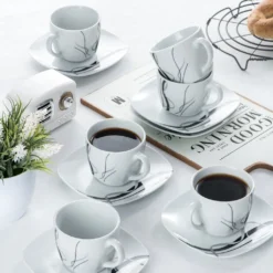 VEWEET, Serie 'Fiona', 100-teilig Porzellan Tafelservice Set, Kombiservice Mit Dessertteller, Speiseteller, Suppenteller, Müslischalen, Kaffeebecher, Kaffeetassen Set, Eierbecher, Milch- Und Zuckerset -Küchenzubehör d16b153ef34df0dc09c4ecd45411aa9f