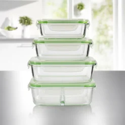 GOURMETmaxx Glas-Frischhaltedosen Klick-it 8-tlg. Limegreen Frischhaltedosen 4er Set Glas Klick-It Gefrierdosen Lunchbox Brotdose Limegreen -Küchenzubehör d1f63339c9be1c2f483248039eb9b1f8