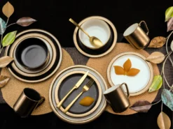 CreaTable 23594 Kombiservice Modern Industrial Für 4 Personen, Steinzeug, Schwarz/gold (1 Set, 12-teilig) -Küchenzubehör d22a1d50bca2edf61b5f287b53125c29