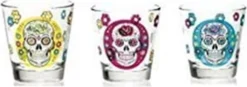 Mexikanischer Schädel - Glas - 23cl - 3 Farben - (12er Set)