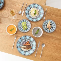 Tafelservice VEWEET, 18 Teiliges Geschirrset Aus Porzellan, AUDRIE Serie, Mit Je 6 Müslischale, Dessertteller Und Flachteller Für 6 Personen -Küchenzubehör d57aa9870a5beb1c520644fa04eb3878