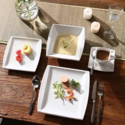 MALACASA, Serie Blance, 60 Tlg. Cremeweiß Porzellan Geschirrset Kombiservice Tafelservice Mit Je 12 Kaffeetassen, 12 Untertassen, 12 Dessertteller, 12 Suppenteller Und 12 Flachteller -Küchenzubehör d84164a65423c00212b5ffedef266e24