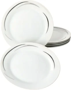 Van Well 18tlg. Kaffee-Service Home Für 6 Personen I 6x Tasse 180ml, 6x Untertasse + 6x Kuchenteller I Porzellan-Geschirr Mit Streifen In Grau, Schwarz & Creme I Kaffeepott, Dessert-Teller -Küchenzubehör dbeb9a2d201adc8566706dd0911f7c38