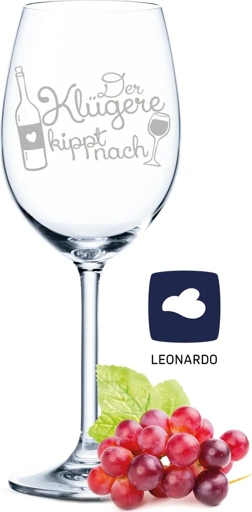 Leonardo Weinglas Mit Gravur - Der Klügere Kippt Nach - Lustige Geschenke - Geburtstagsgeschenk Für Männer & Frauen Sowie Mama & Papa - Geeignet Als Rotweingläser Weißweingläser 1 Leonardo Weinglas Mit Gravur - Der Klügere Kippt Nach - Lustige Geschenke - Geburtstagsgeschenk Für Männer & Frauen Sowie Mama & Papa - Geeignet Als Rotweingläser Weißweingläser