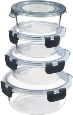 PIE LOCK Frischhaltedosen Set 24 Teilig - Frischhalte Dosen Glasdose Eckig Vorratsdosen - In Transparent Mit Grau Mikrowellengeeignete Frischhaltedose Essensbox Für Lebensmittel BPA-Frei -Küchenzubehör de69ef1d96fbbdb4ecb97f40b8130cec