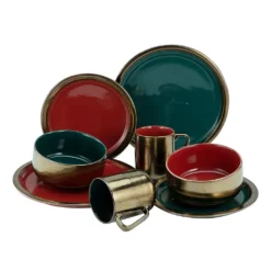 CreaTable 22973 Kombiservice Rustikal Collection Für 4 Personen, Steinzeug, Mehrfarbig (1 Set, 16-teilig) -Küchenzubehör e118f804c87e9c218220c728a8364be0