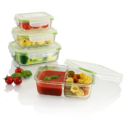 GOURMETmaxx Glas-Frischhaltedosen Klick-it 8-tlg. Limegreen Frischhaltedosen 4er Set Glas Klick-It Gefrierdosen Lunchbox Brotdose Limegreen -Küchenzubehör e131528bf5b8ae8ee0235afec06408b0
