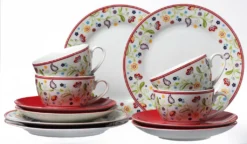 Flirt Kaffeeservice Doppio 18-teilig Mit Rotem Rand, Porzellan -Küchenzubehör e2671257eee3804686432603543794c7