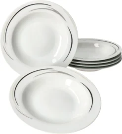 12tlg Tafel-Service Home Suppenteller Speiseteller Streifen Porzellan-Geschirr -Küchenzubehör e3b8064f32daf754e5daa2b75fad1071