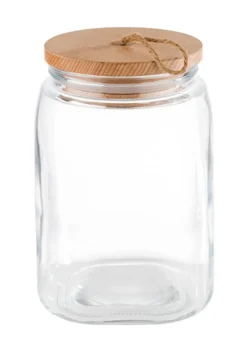APS Vorratsglas -WOODY- /// 14 X 14 Cm, H: 21,5 Cm /// Glas, Kiefernholz, Silikon /// 2,5 Liter /// 82257