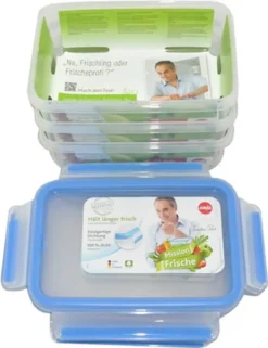 Emsa Clip & Close Frischhaltedosen 3er-Set á 0,55 L, Blau -Küchenzubehör e63c5cd2076f7f879d542eb39406d2ea