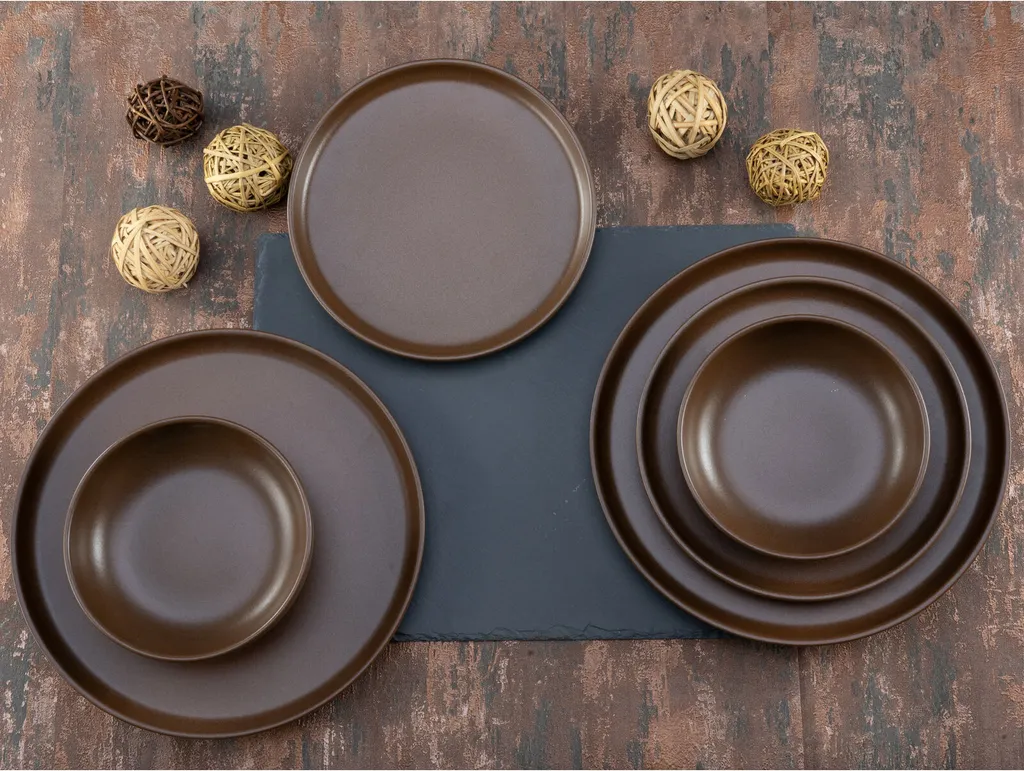 CreaTable, 23659, Serie Uno Braun, Geschirrset, Teller Set 12 Teilig, Farbe:Braun 3 CreaTable, 23659, Serie Uno Braun, Geschirrset, Teller Set 12 Teilig, Farbe:Braun – Bild 3